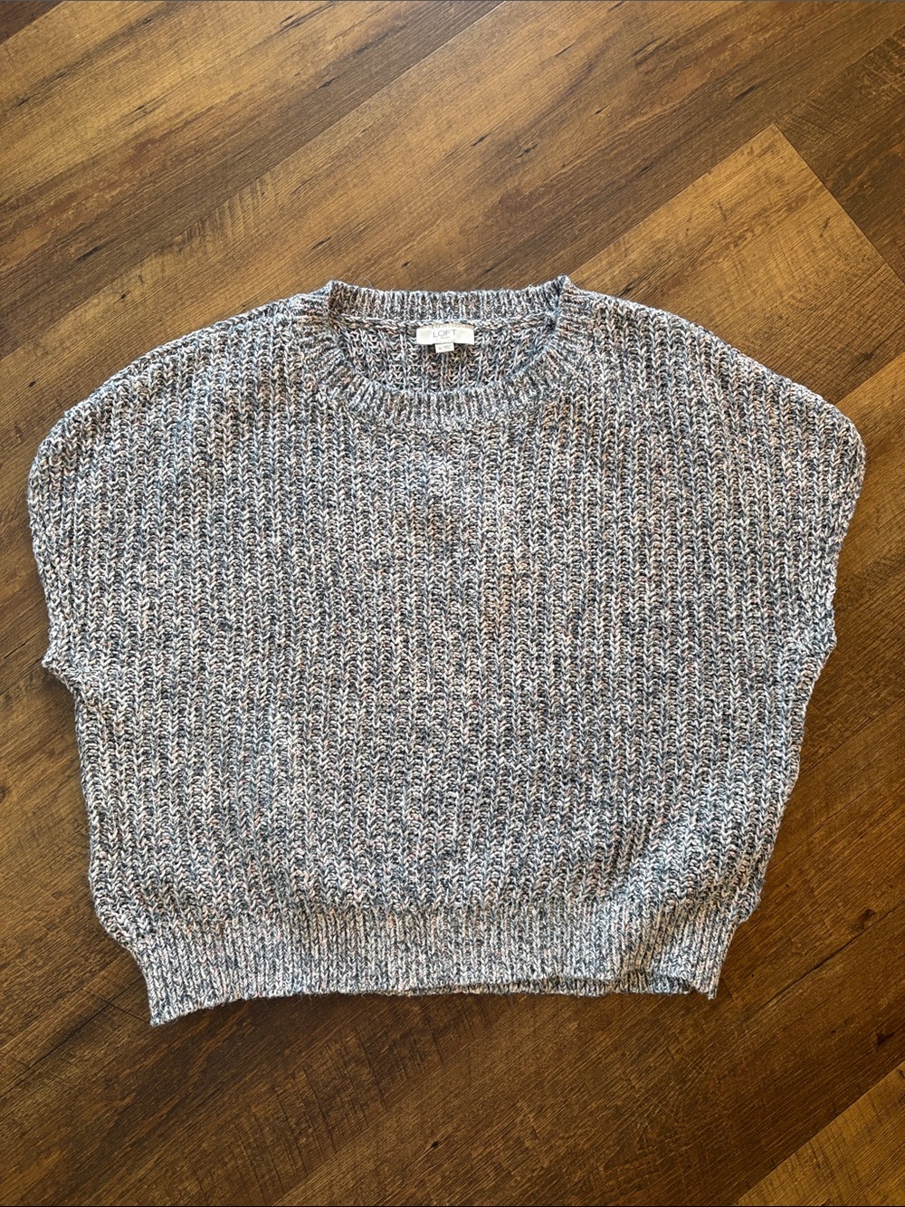LOFT Multicolor Marled Crewneck Sweater in Blue & Pink Blend